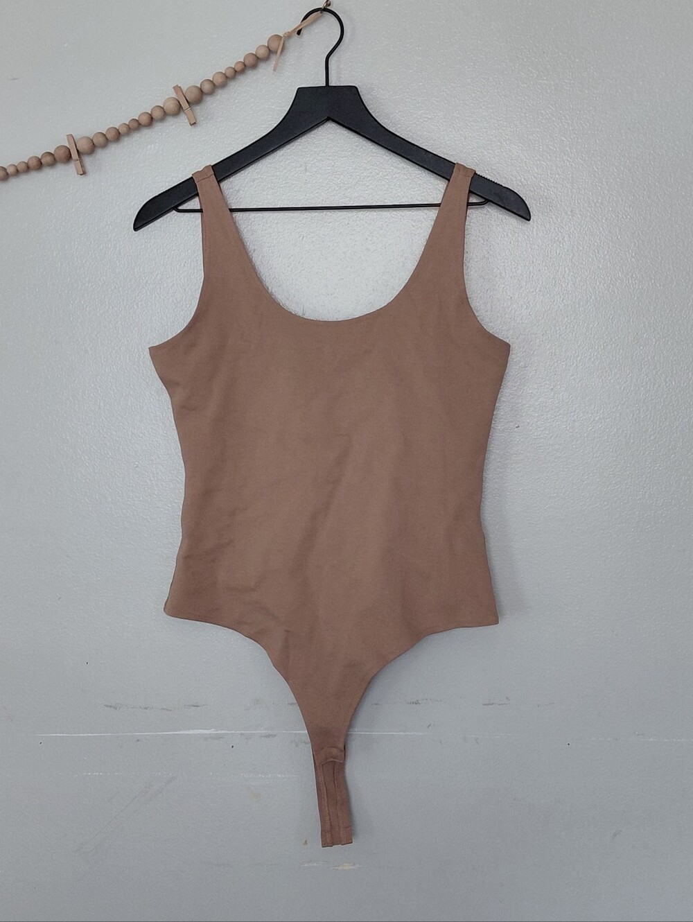 Free Me Nude Beige Shaping Thong Open Back One Piece Bodysuit NWT Size L
